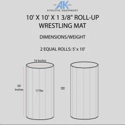AK Athletic Equipment 10' X 10' X 1 3/8" Roll-Up Martial Arts Mat 11 AK Athletic Equipment 10' X 10' X 1 3/8" Roll-Up Martial Arts Mat -AK Athletic Equipment shop 10x10WRESTLINGMATDIMENSIONSINFOGRAPHIC