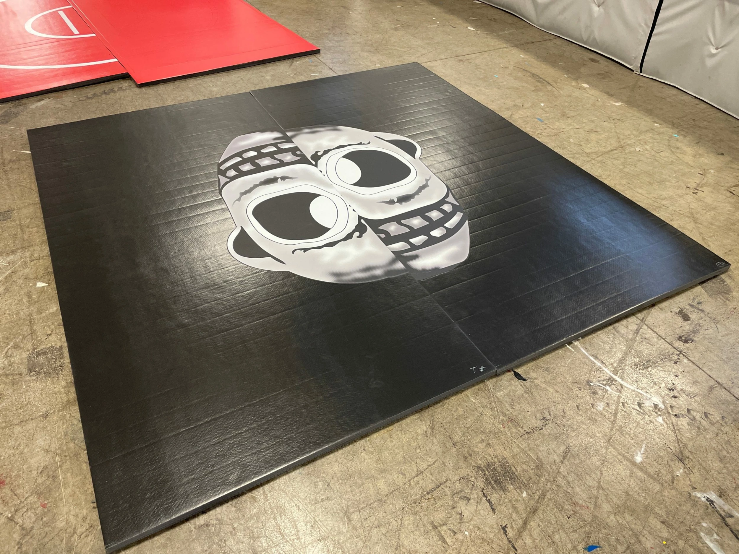 AK Athletic Equipment Clearance 10' X 10' X 1 3/8" Samurai Roll-Up Wrestling Mat Logo Vinyl Flaw 1 AK Athletic Equipment Clearance 10' X 10' X 1 3/8" Samurai Roll-Up Wrestling Mat Logo Vinyl Flaw