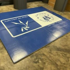 AK Athletic Equipment Clearance 12' X 10’ Blue Mat With Logo Error Roll-Up Mat Print Flaw