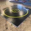 AK Athletic Equipment QUICK SHIP Wrestling Mat 12' X 12' X 1 3/8" Roll-Up Mat Black With Yellow Circles