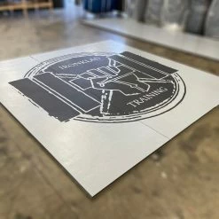 AK Athletic Equipment Clearance Wrestling Mat 12' X 12' X 1 3/8" Roll-Up Mat Gray Mat With Logo