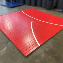 AK Athletic Equipment Clearance Wrestling Mat 12' X 12' X 1 3/8" Roll-Up Mat Red With White