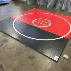 AK Athletic Equipment Clearance 12' X 134.5” Red And Black With White Circles Roll Up Mat
