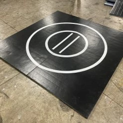 AK Athletic Equipment Clearance 93" X 92" X 1 3/8" Roll-Up Wrestling Mat Black With White Circles