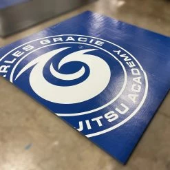 AK Athletic Equipment CLEARANCE Wrestling Mat 9' X 10' X 1 3/8" Roll-Up Mat VINYL Blue With Logo 2