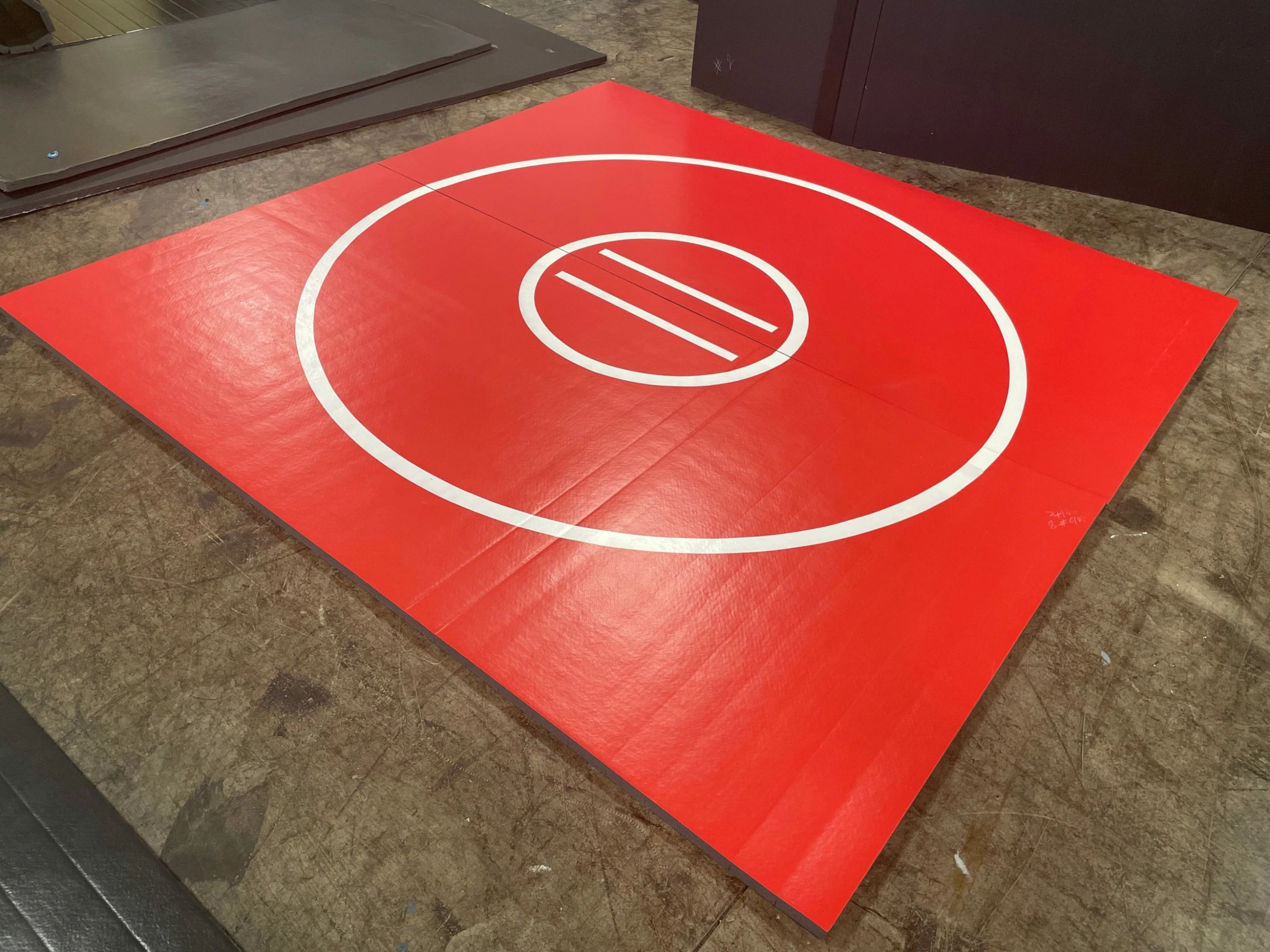 AK Athletic Equipment Clearance 118.5" X 10' X 1 3/8" Roll-Up Wrestling Mat Red With White Circles 1 AK Athletic Equipment Clearance 118.5" X 10' X 1 3/8" Roll-Up Wrestling Mat Red With White Circles