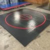 AK Athletic Equipment Clearance Wrestling Mat 12' X 12' X 1 3/8" Roll-Up Mat Black With Red Circles