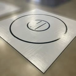 AK Athletic Equipment Clearance 10' X 10' X 1 3/8" Roll-Up Wrestling Mat Gray With Black Circles