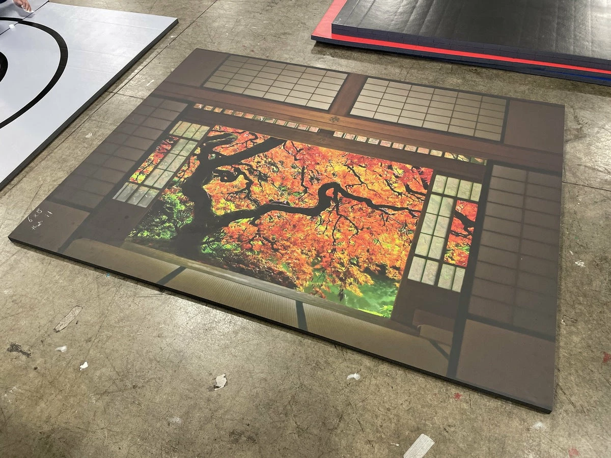 AK Athletic Equipment Clearance 8' X 6' X 1 3/8" Roll-Up Wrestling Mat With Dojo Logo 1 AK Athletic Equipment Clearance 8' X 6' X 1 3/8" Roll-Up Wrestling Mat With Dojo Logo