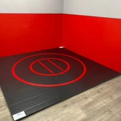 AK Athletic Equipment Instant Wrestling Room 10' X 10' Wrestling Mat And Removable Roll Up Wall Pads Package