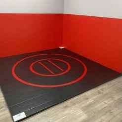 AK Athletic Equipment Instant Wrestling Room 12' X 12' Wrestling Mat And Removable Roll Up Wall Pads Package